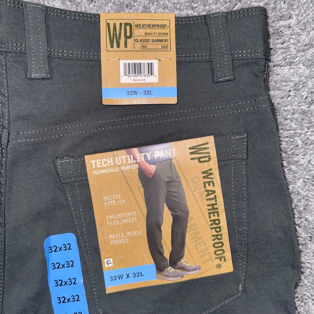 Weatherproof Tech Utility Pant Mens Stretch Olive 32x32 NEW - Picture 6 of 9